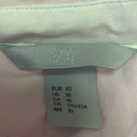 H&M Women's Pink Long Sleeve Pocket Collared Button Down Shirt Top Size 10 - Picture 3 of 4